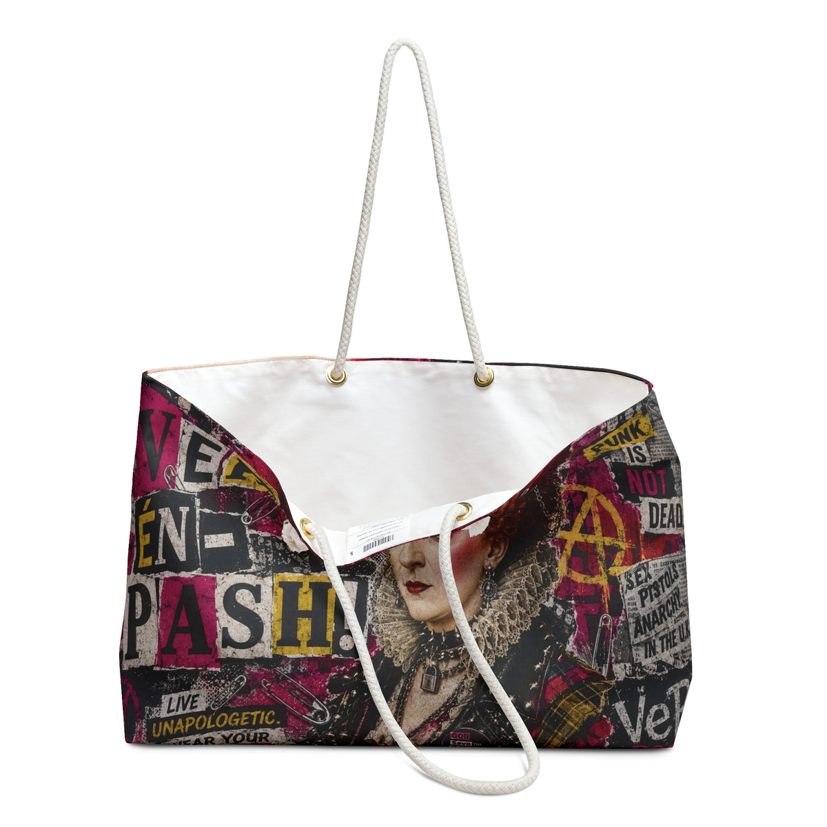Punk Queen Weekender Bag — ‘God Save the Queen’ Collage Travel Tote
