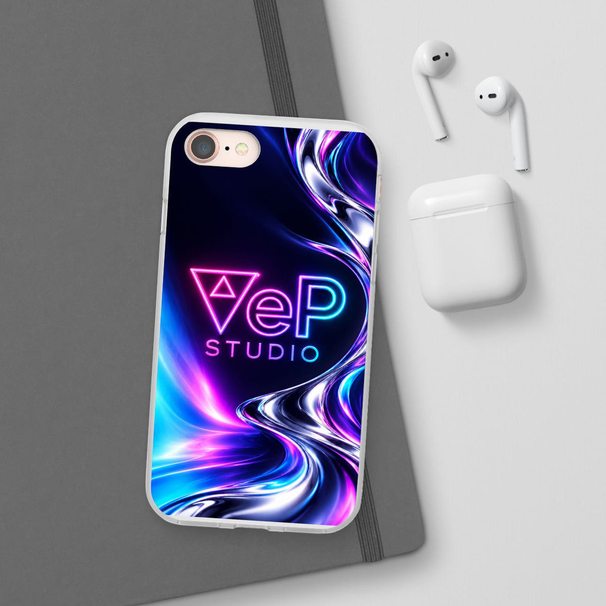 Phone Case — Neon Vaporwave "VeP Studio" Soft Flexi Cover