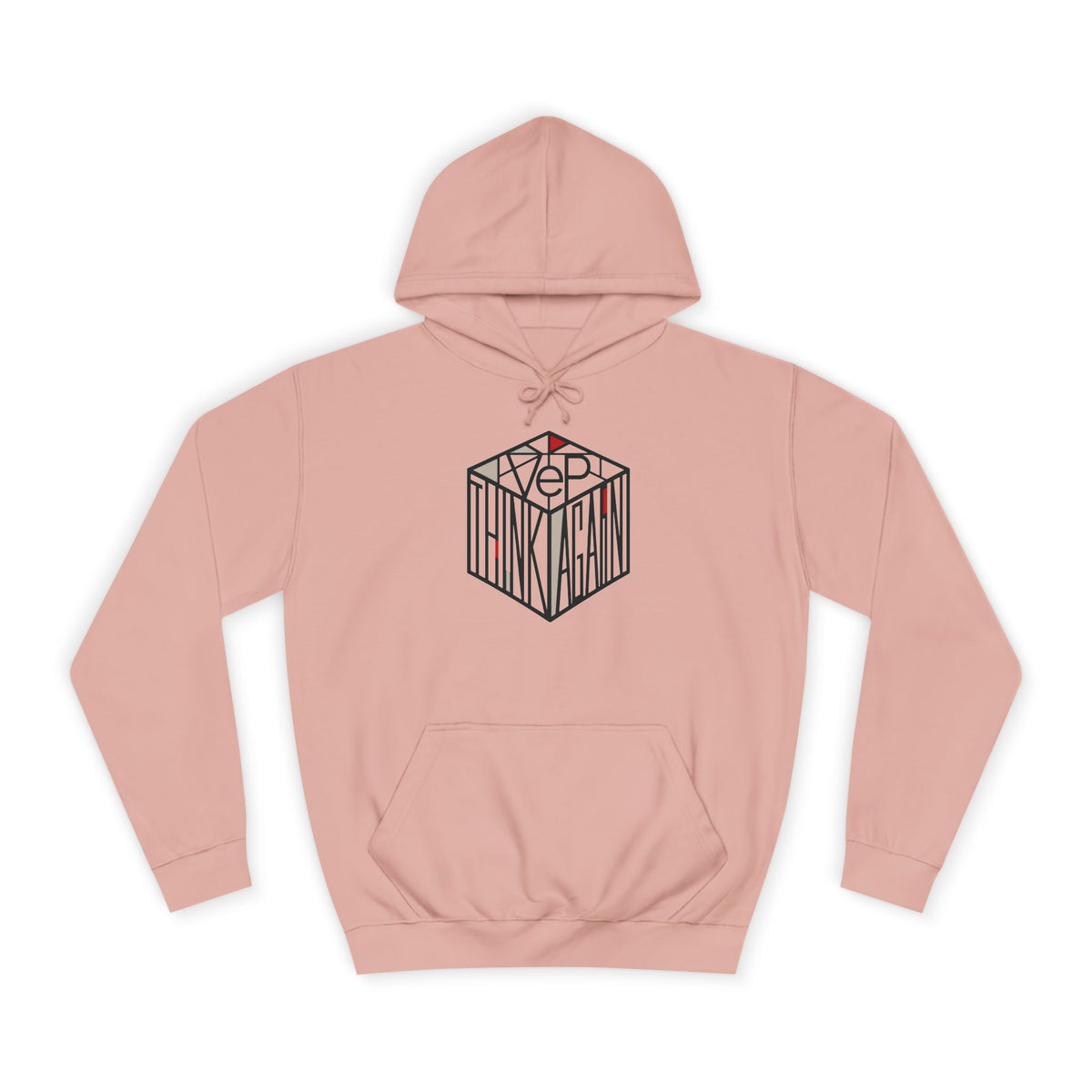 Minimal Geometric Cube Hoodie — 'VeP' Studio Logo Pullover