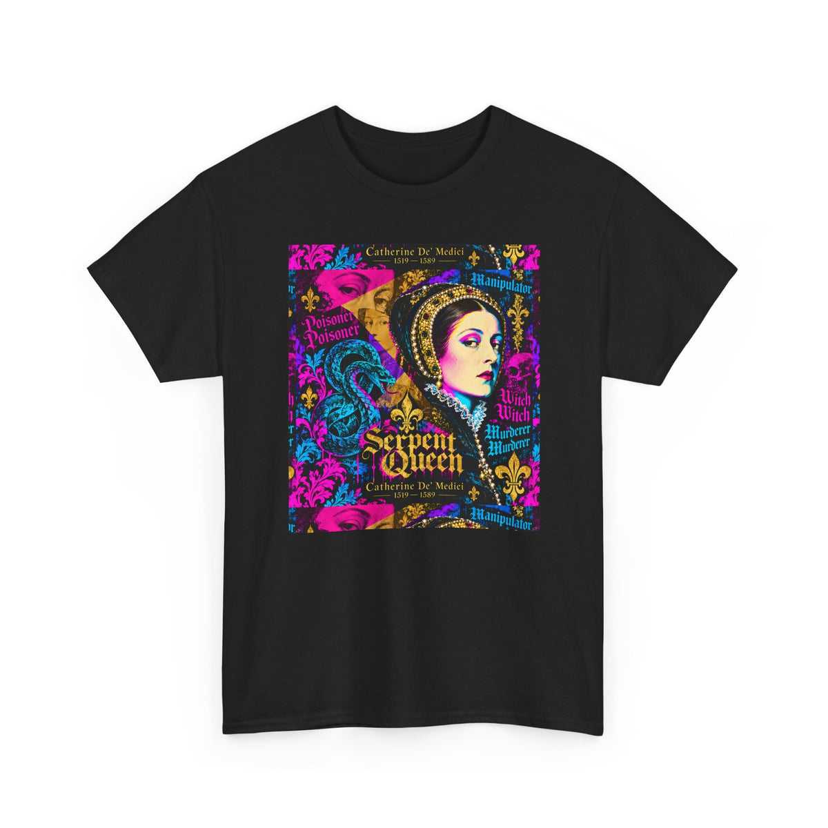 EQ.001 Serpent Queen Graphic Tee — Retro Gothic Femme Fatale T-Shirt