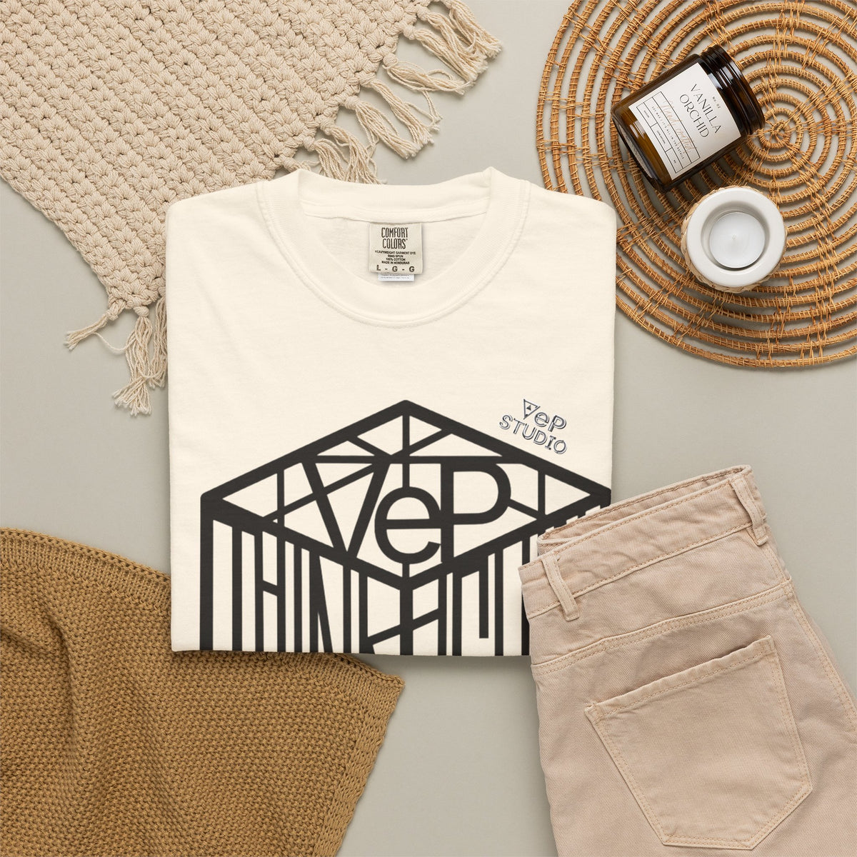 Think Outside the Box T-Shirt — Optical Cube Design with “Looking” Back Text