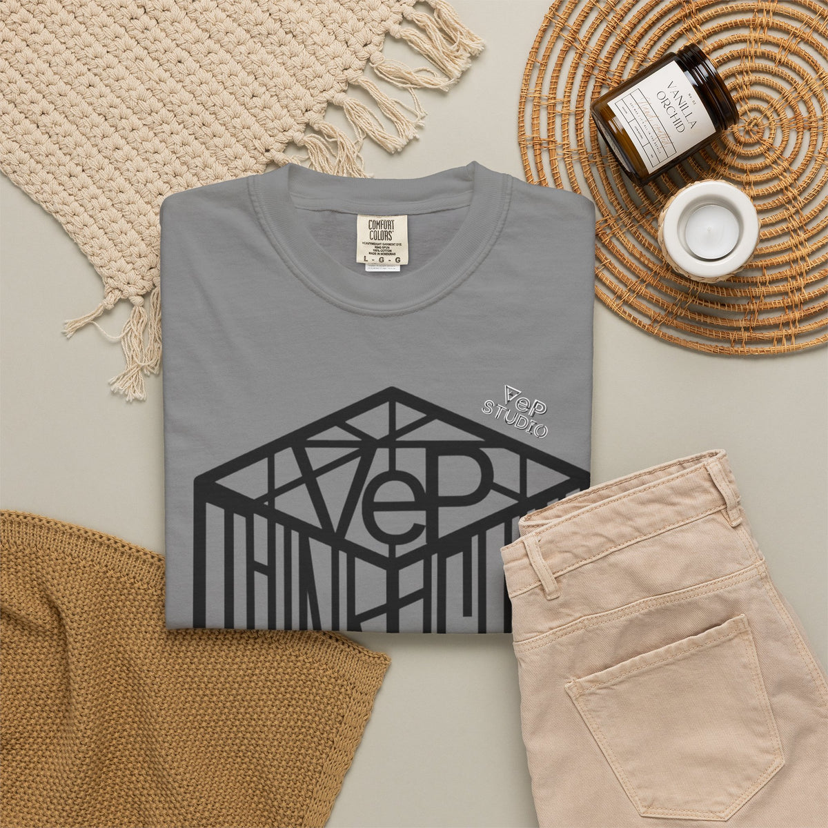 Think Outside the Box T-Shirt — Optical Cube Design with “Looking” Back Text