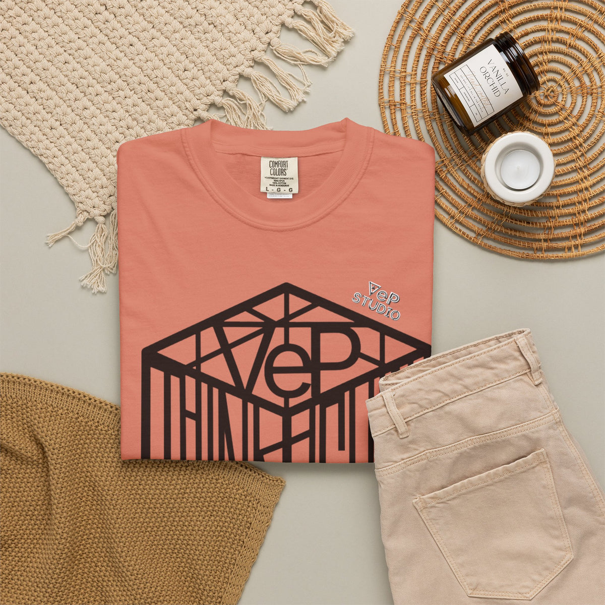 Think Outside the Box T-Shirt — Optical Cube Design with “Looking” Back Text