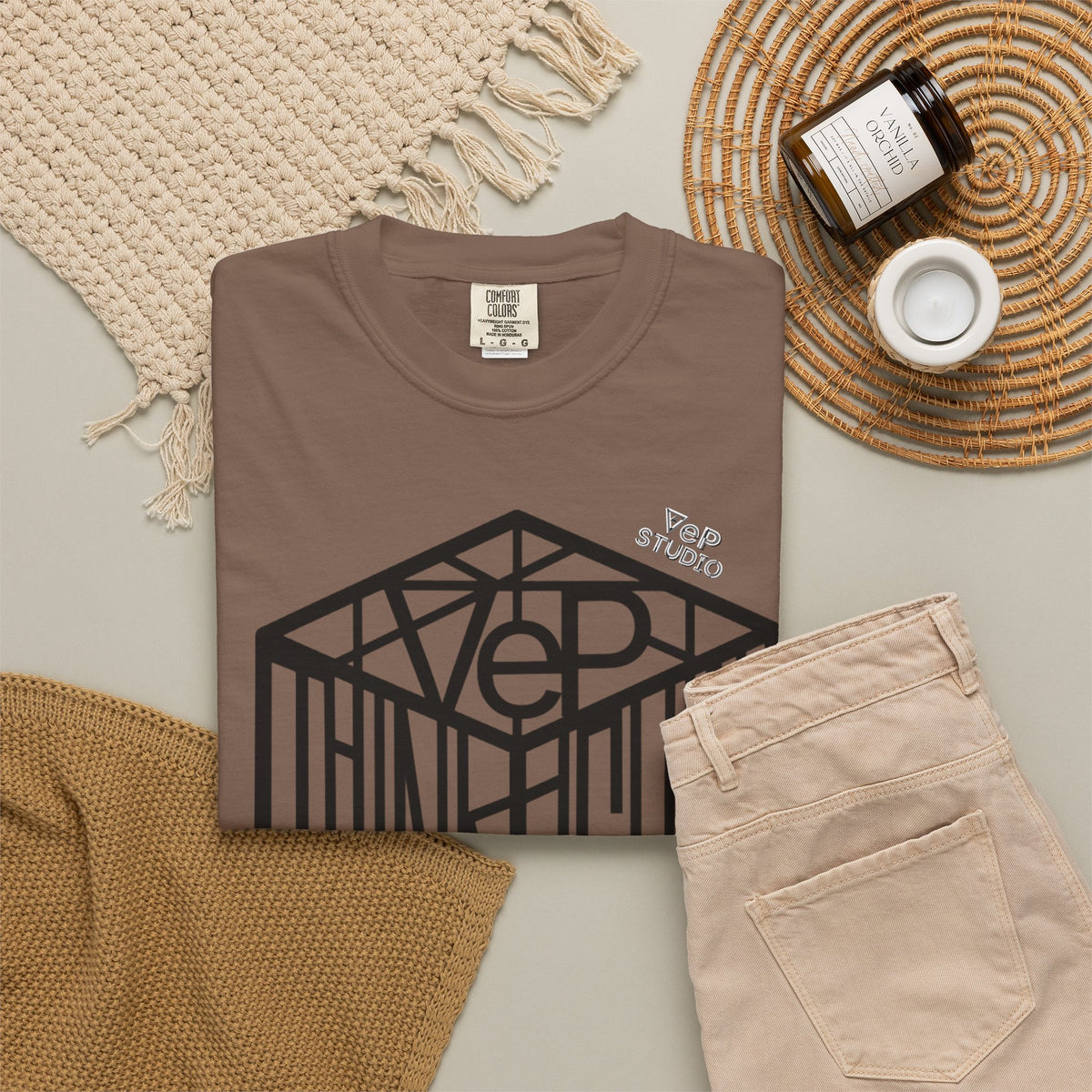 Think Outside the Box T-Shirt — Optical Cube Design with “Looking” Back Text