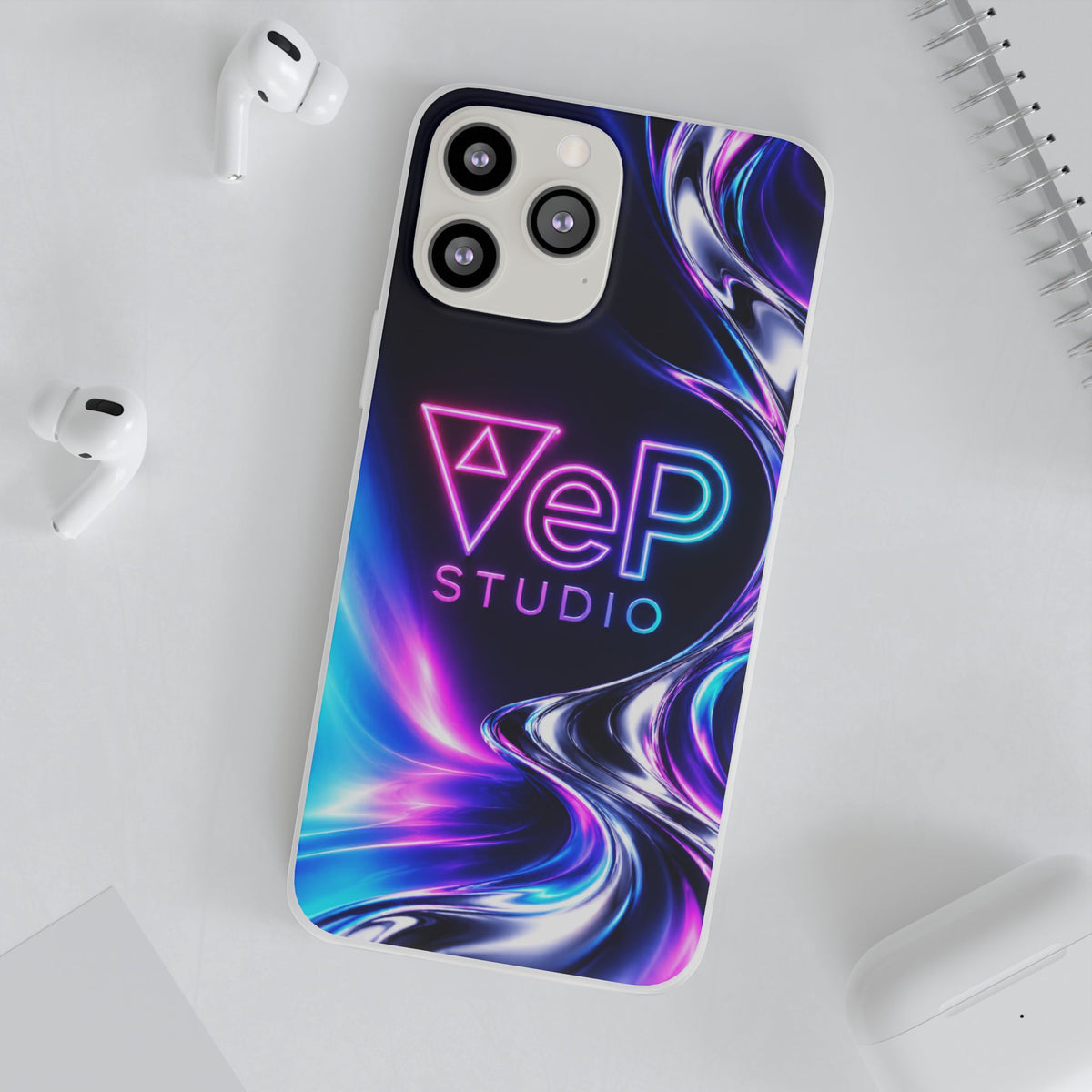 Phone Case — Neon Vaporwave "VeP Studio" Soft Flexi Cover