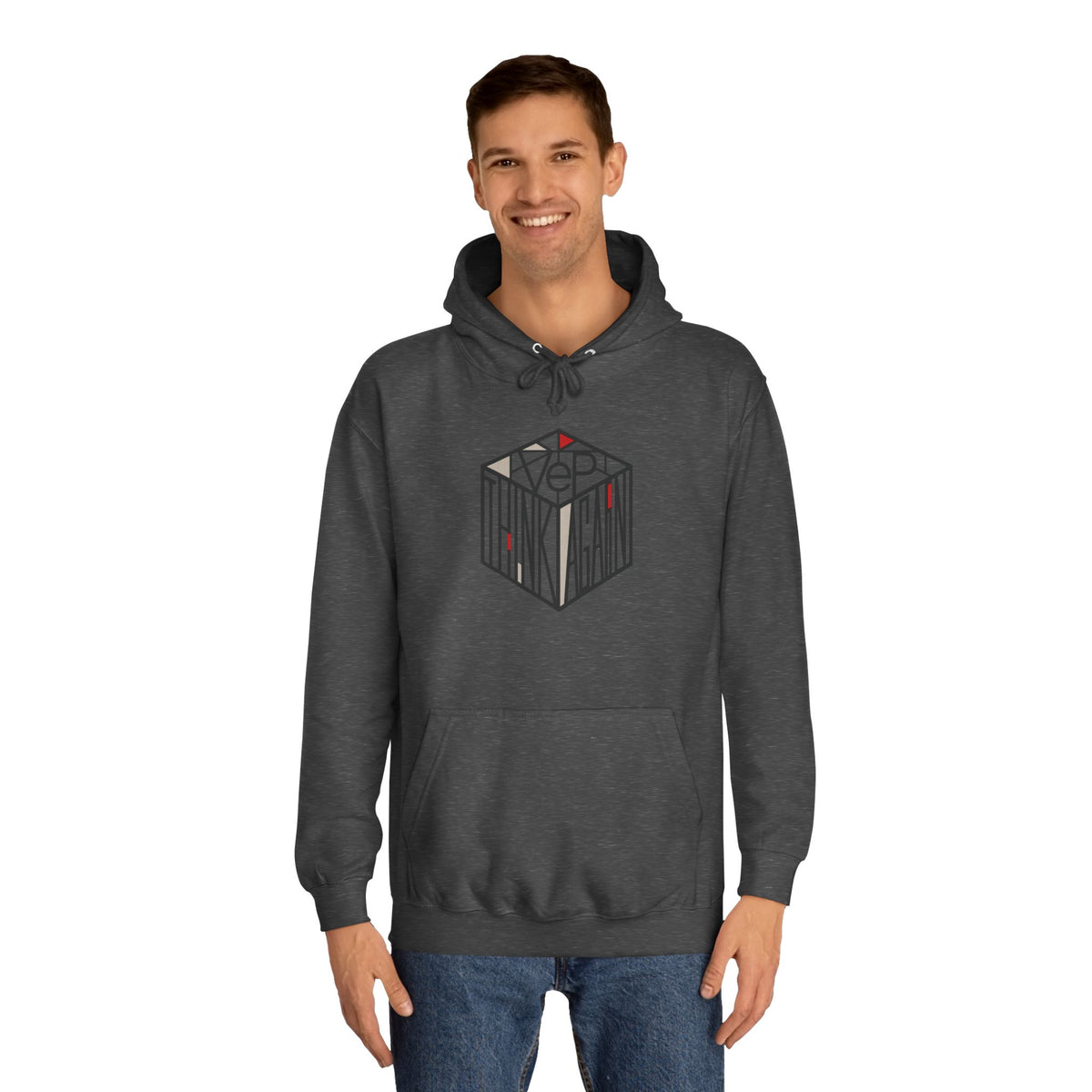 Minimal Geometric Cube Hoodie — 'VeP' Studio Logo Pullover