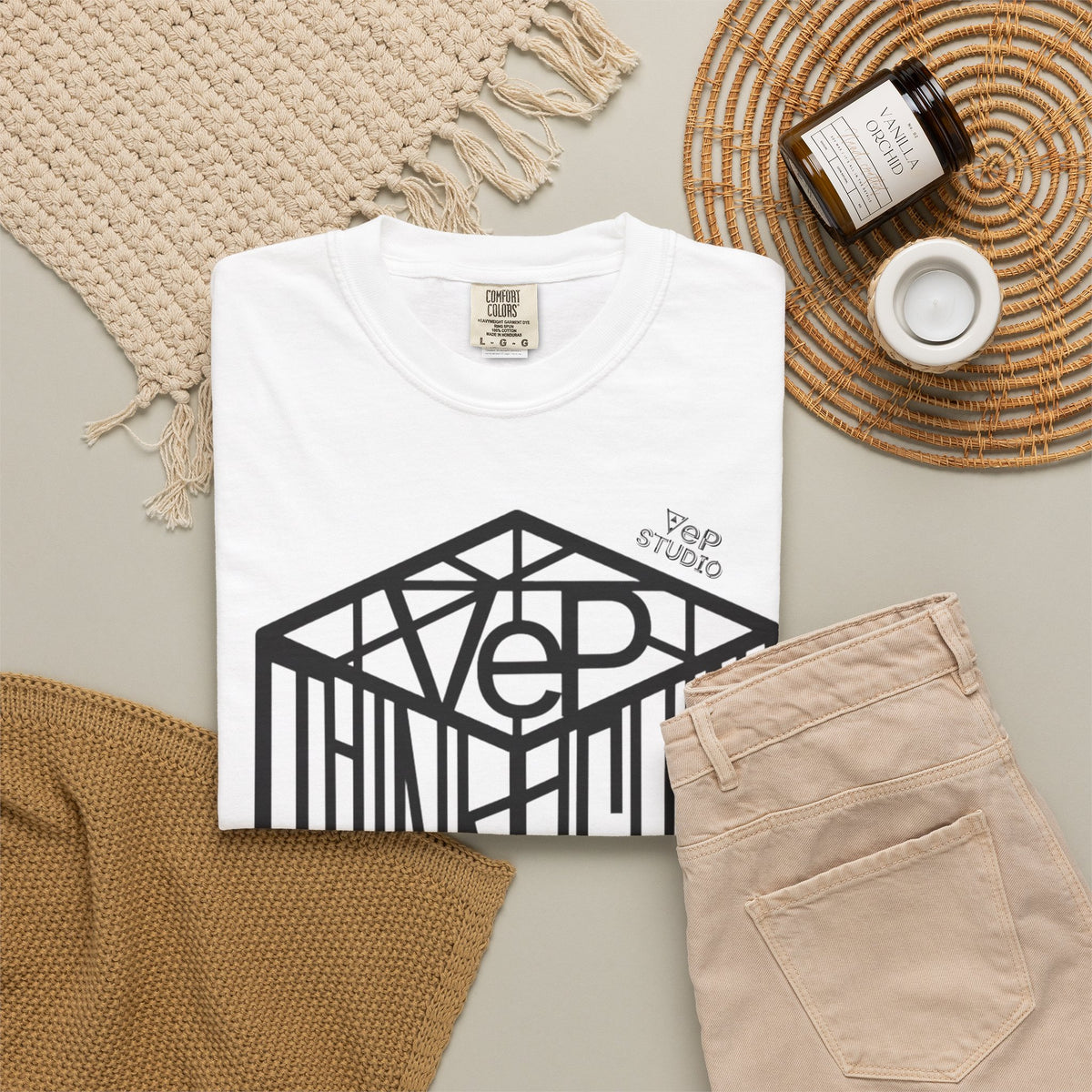 Think Outside the Box T-Shirt — Optical Cube Design with “Looking” Back Text