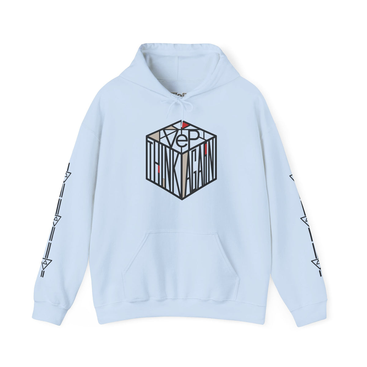 Think Again Cube Hoodie — Minimal Geometric Graphic Sweatshirt
