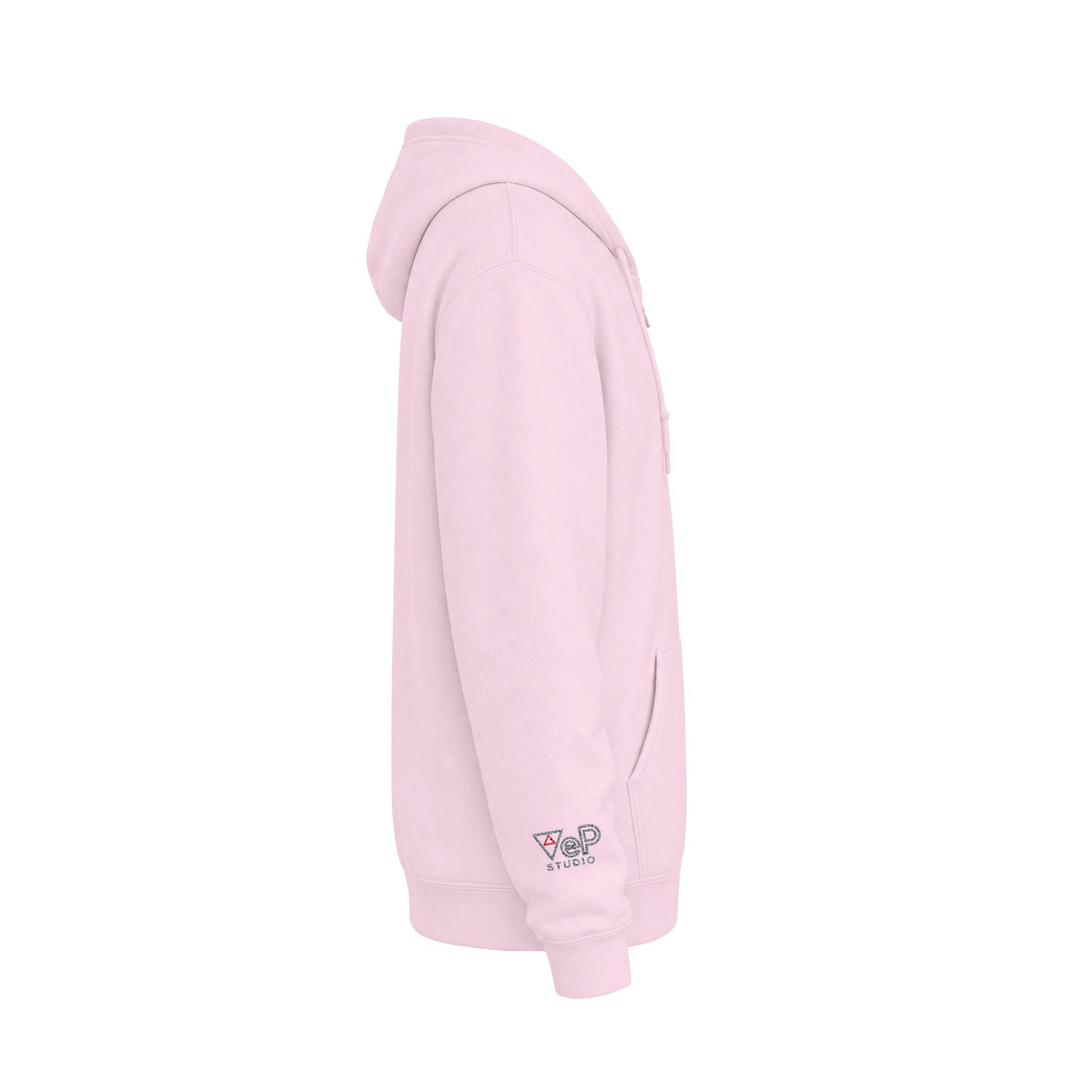 Zip Hoodie with Black Cube Graphic – Minimal Geometric Streetwear
