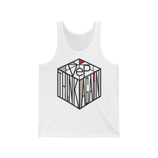 Think Again Cube Tank Top — Geometric Motivational Graphic Tank