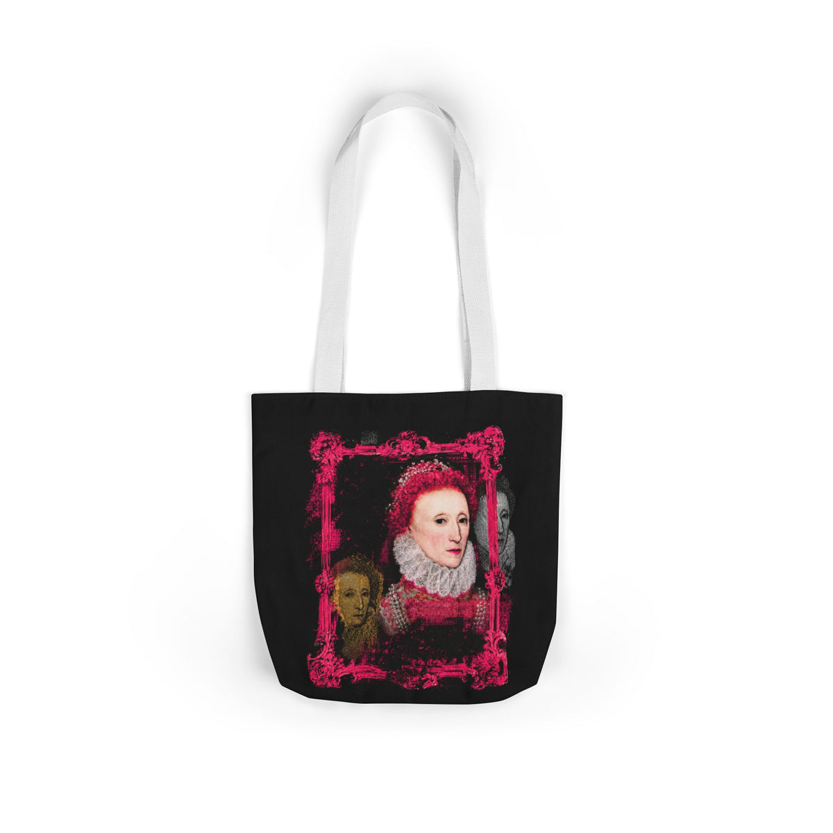 Elizabethan Portrait Tote Bag — Vintage Queen Framed Canvas Tote