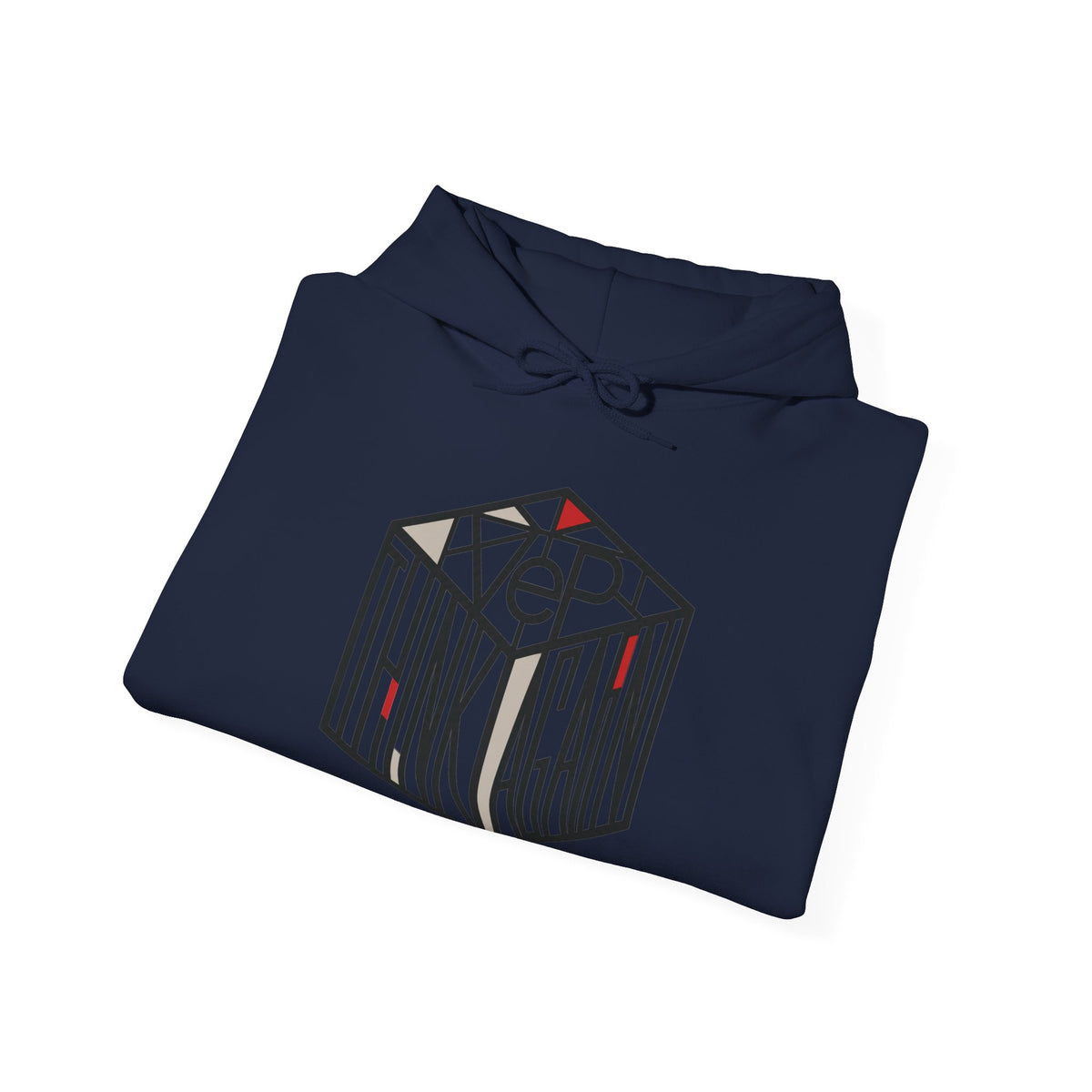 Think Again Cube Hoodie — Minimal Geometric Graphic Sweatshirt