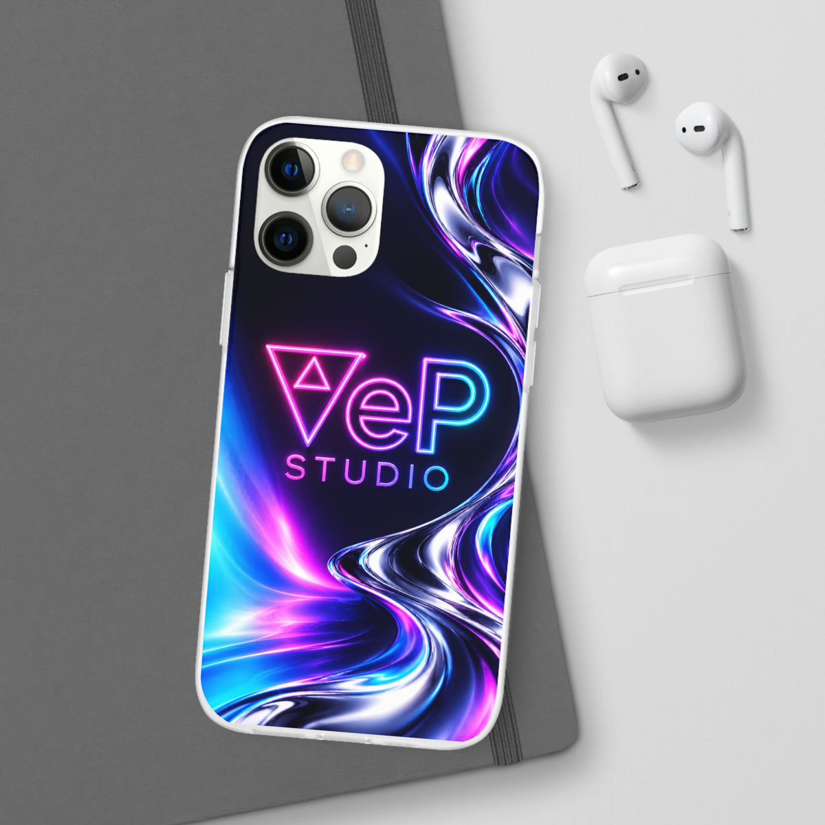 Phone Case — Neon Vaporwave "VeP Studio" Soft Flexi Cover