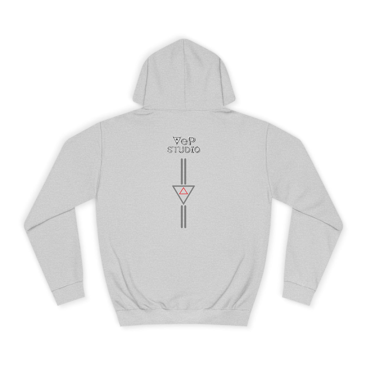 Minimal Geometric Cube Hoodie — 'VeP' Studio Logo Pullover