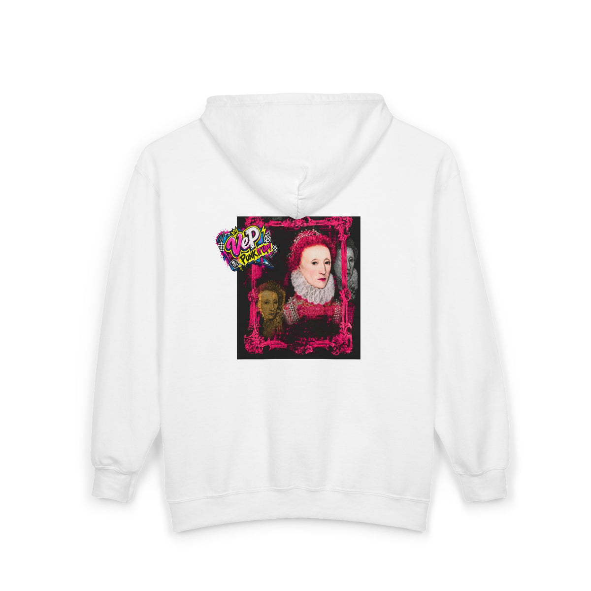 Zip Hoodie — Punk Elizabethan Collage Graphic "Very En Pash"