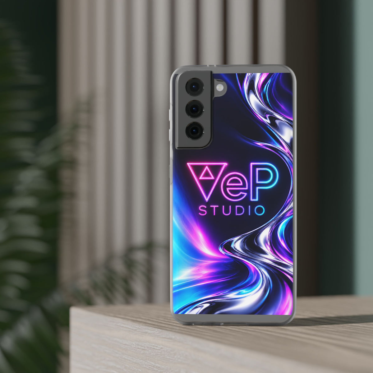 Phone Case — Neon Vaporwave "VeP Studio" Soft Flexi Cover