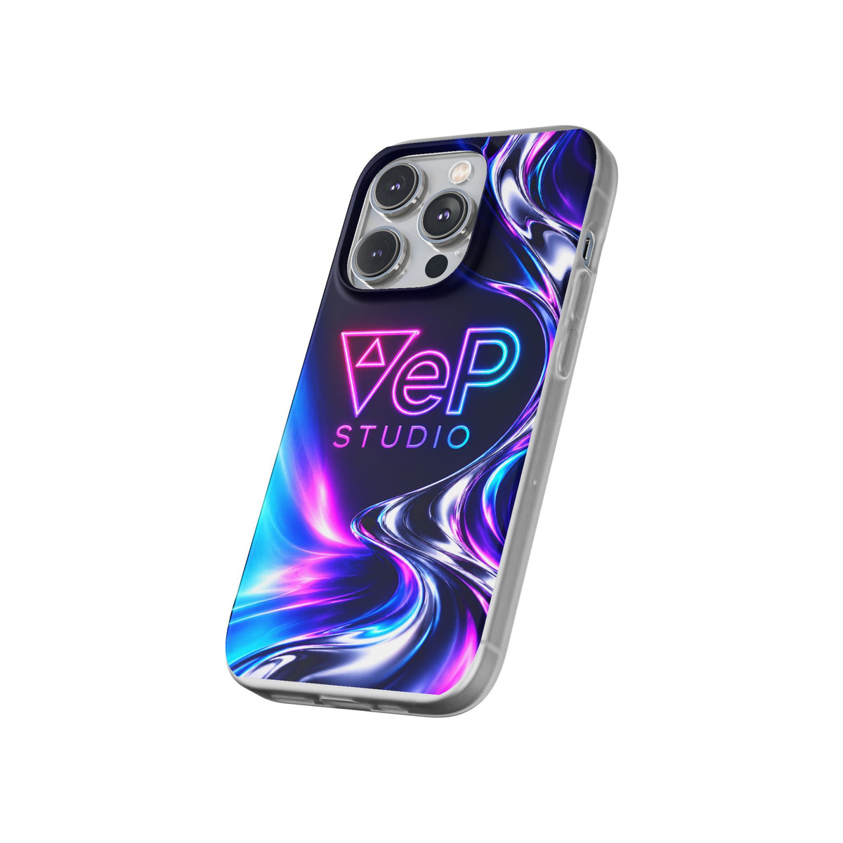 Phone Case — Neon Vaporwave "VeP Studio" Soft Flexi Cover