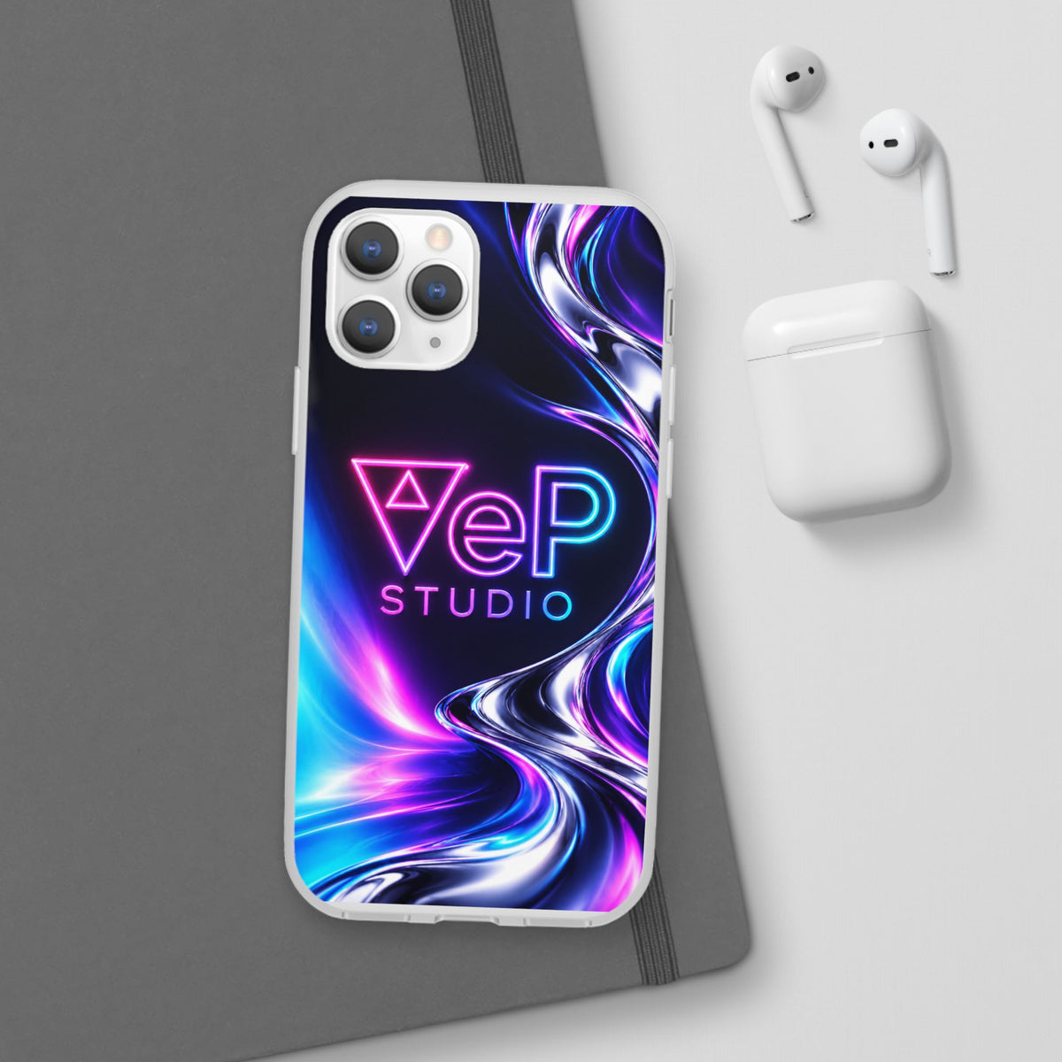 Phone Case — Neon Vaporwave "VeP Studio" Soft Flexi Cover
