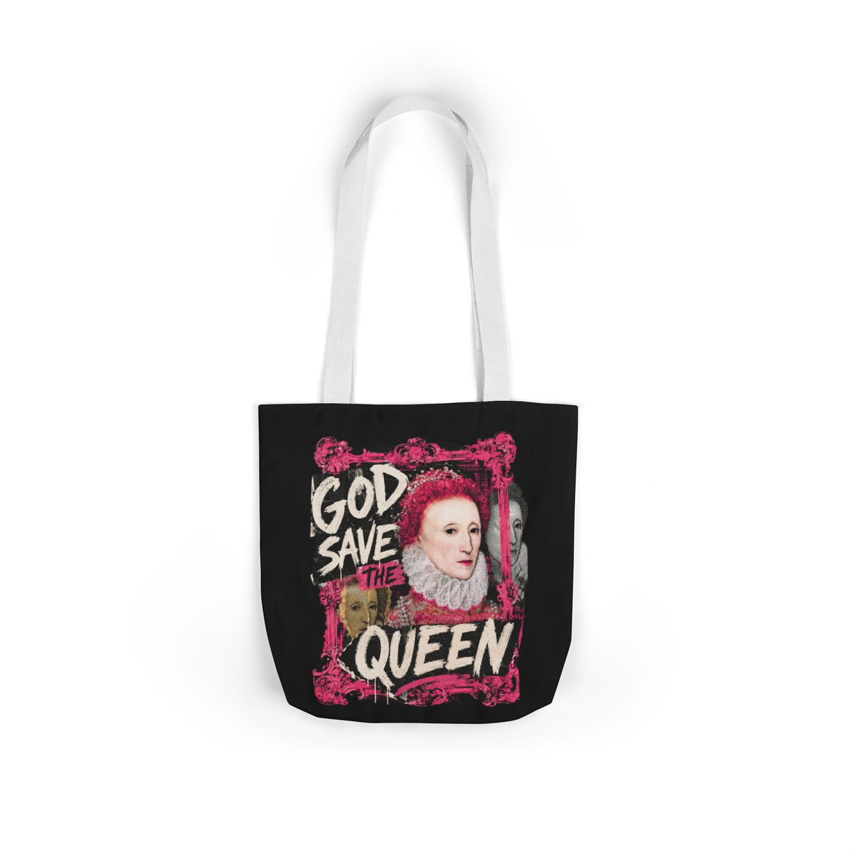Elizabethan Portrait Tote Bag — Vintage Queen Framed Canvas Tote