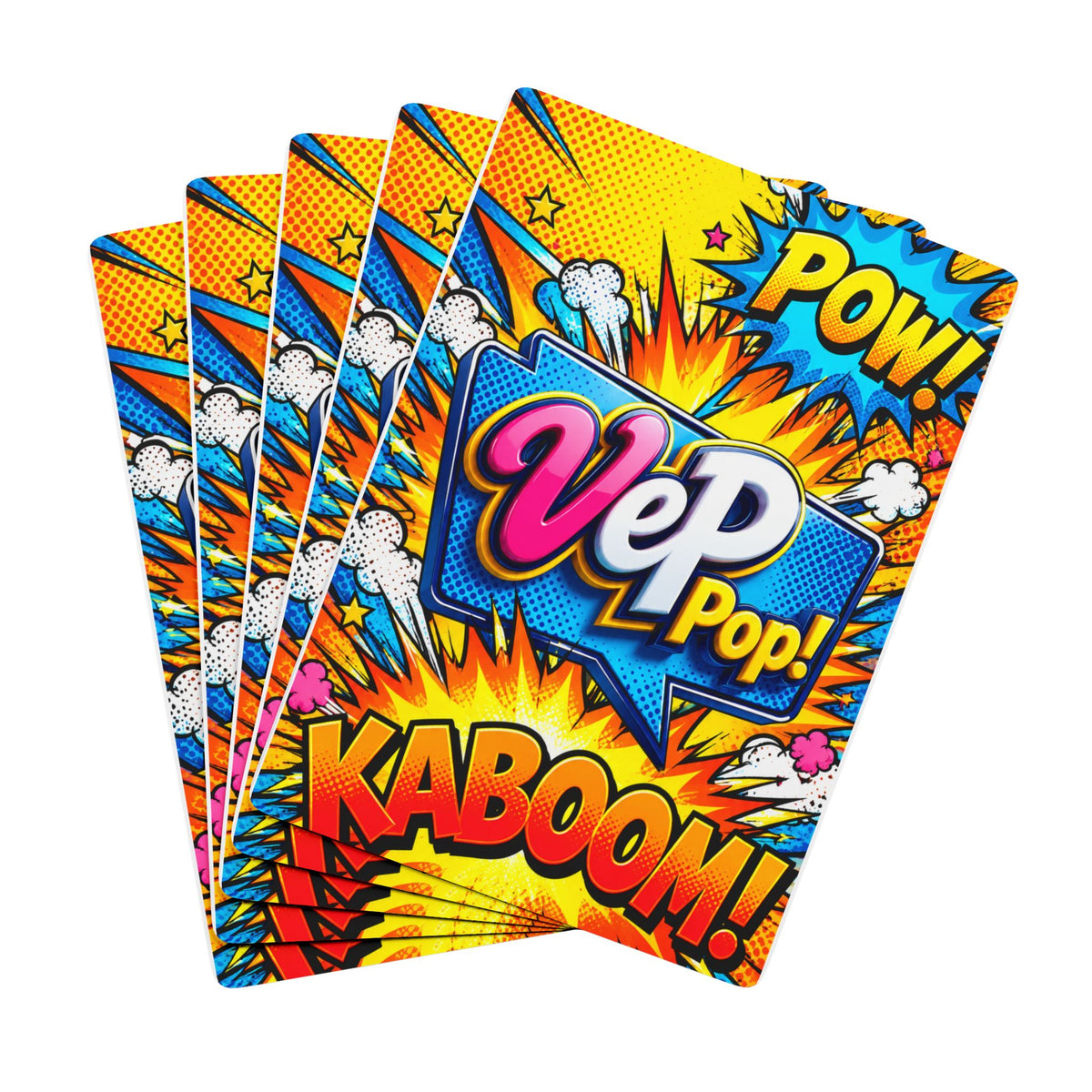 Comic Pop Art Poker Playing Cards — Vibrant Kaboom Design