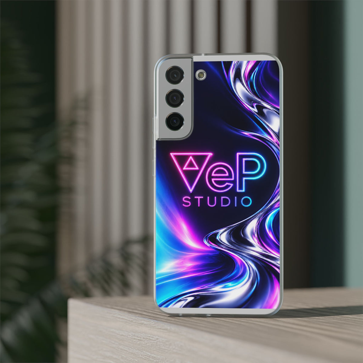 Phone Case — Neon Vaporwave "VeP Studio" Soft Flexi Cover