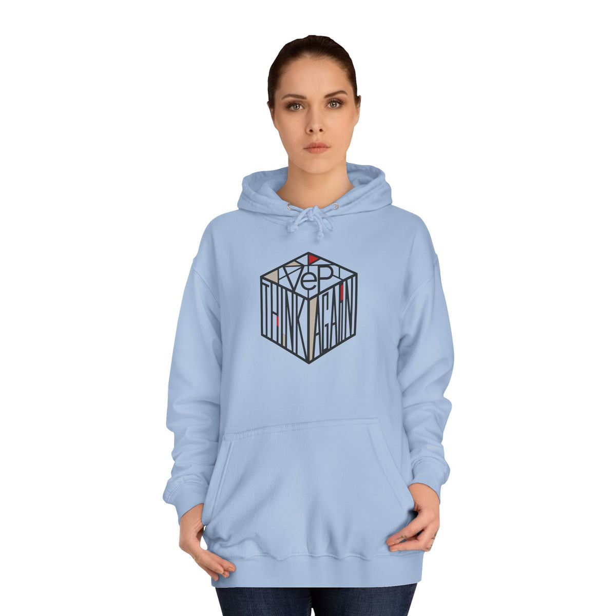 Minimal Geometric Cube Hoodie — 'VeP' Studio Logo Pullover