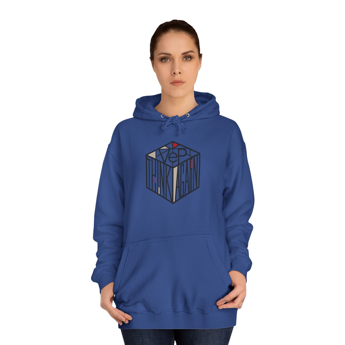 Minimal Geometric Cube Hoodie — 'VeP' Studio Logo Pullover