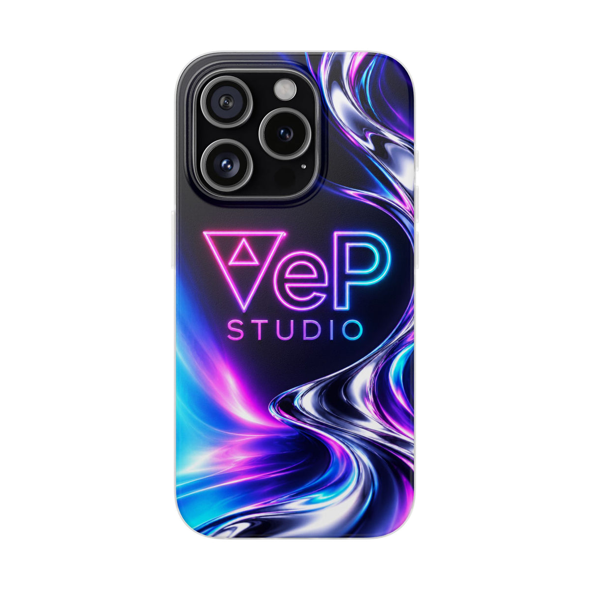 Phone Case — Neon Vaporwave "VeP Studio" Soft Flexi Cover