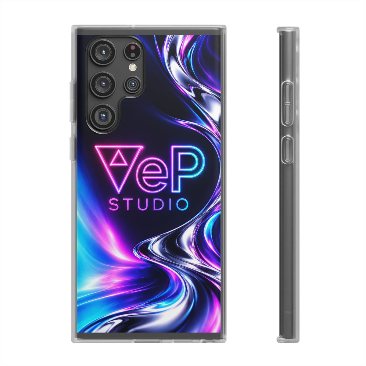 Phone Case — Neon Vaporwave "VeP Studio" Soft Flexi Cover