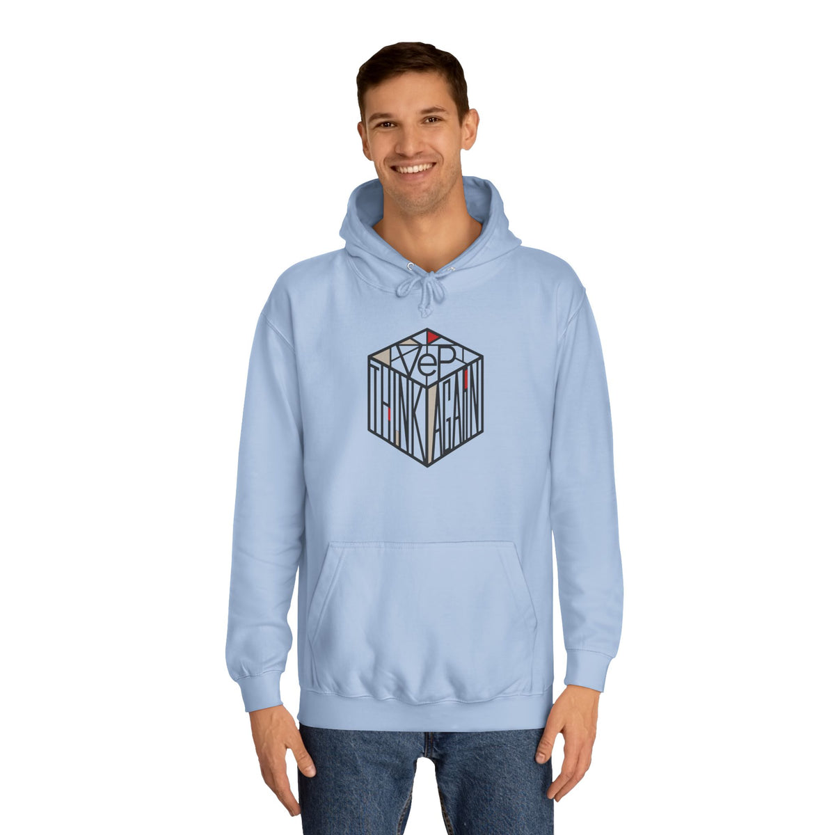 Minimal Geometric Cube Hoodie — 'VeP' Studio Logo Pullover