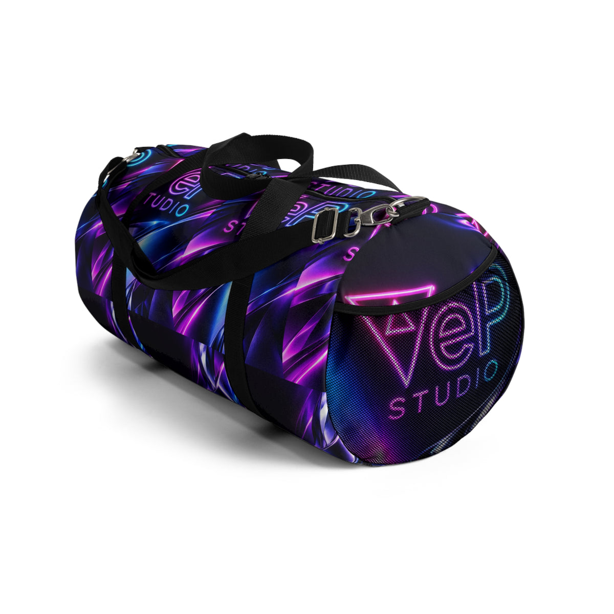 Neon Wave Duffel Bag — Purple & Blue Abstract Gym Travel Bag