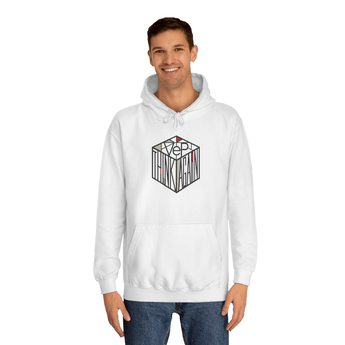 Minimal Geometric Cube Hoodie — 'VeP' Studio Logo Pullover