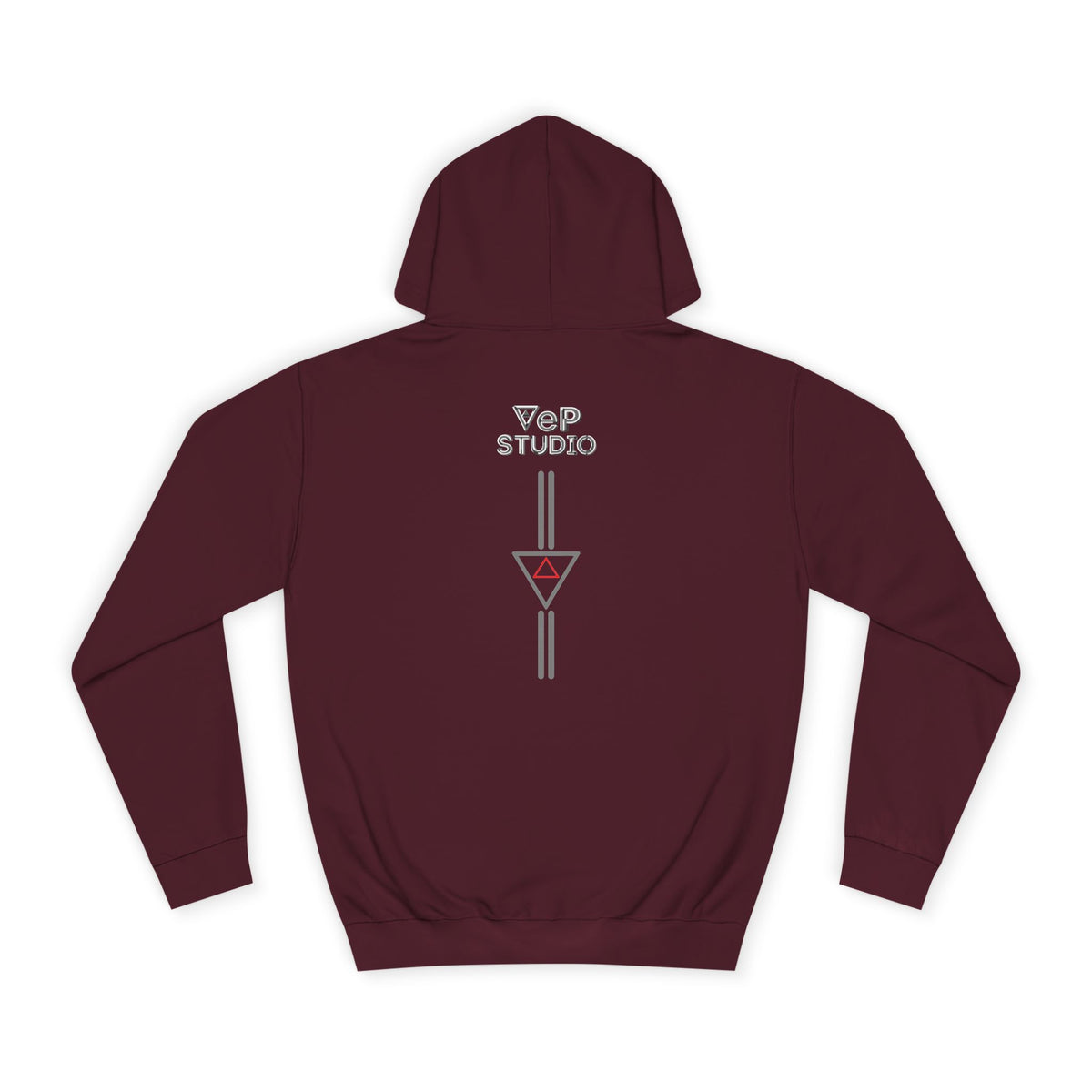 Minimal Geometric Cube Hoodie — 'VeP' Studio Logo Pullover