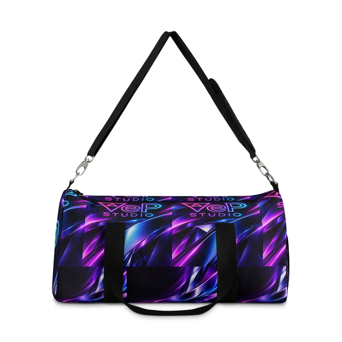 Neon Wave Duffel Bag — Purple & Blue Abstract Gym Travel Bag