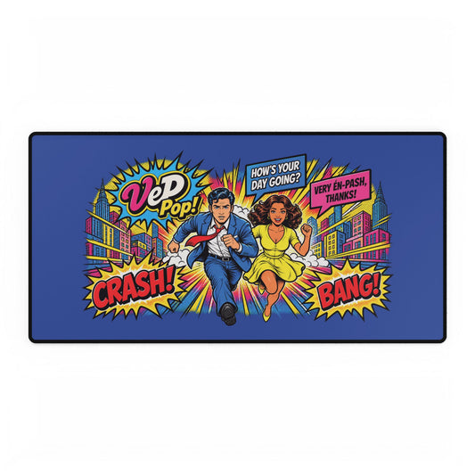 Retro Comic Pop Art Desk Mat — "How's Your Day Going?" Gaming & Office Mouse Pad