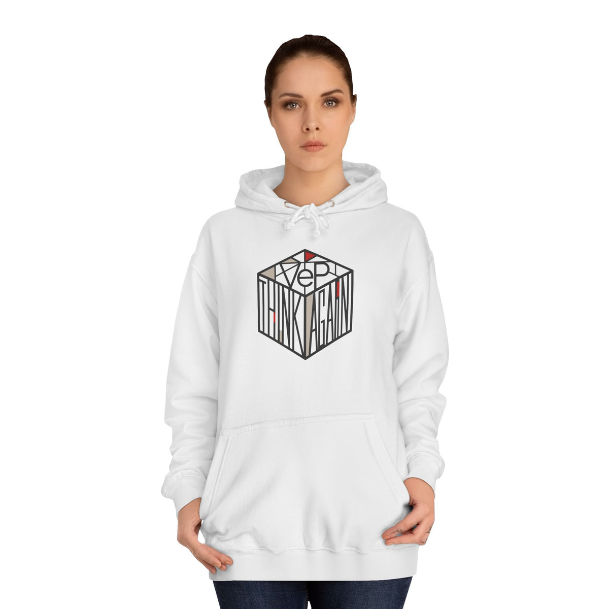 Minimal Geometric Cube Hoodie — 'VeP' Studio Logo Pullover
