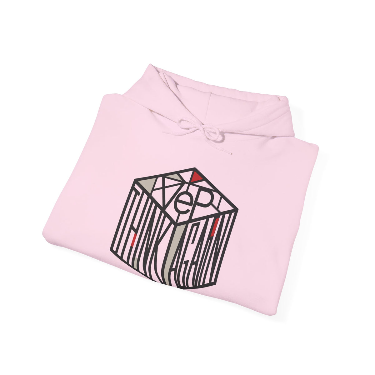 Think Again Cube Hoodie — Minimal Geometric Graphic Sweatshirt
