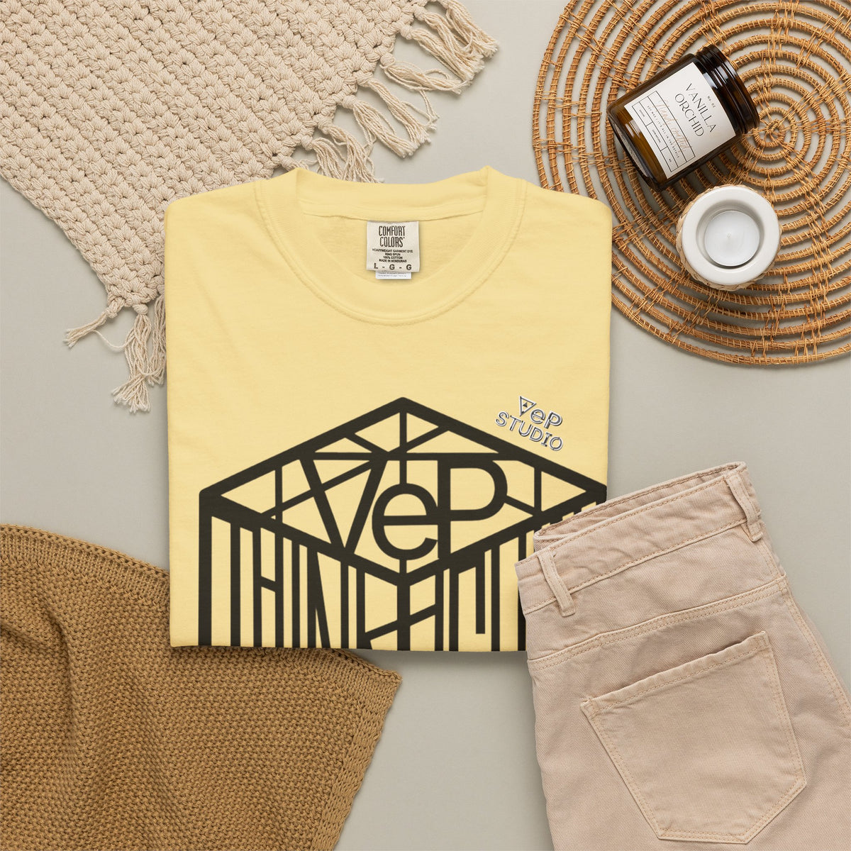 Think Outside the Box T-Shirt — Optical Cube Design with “Looking” Back Text