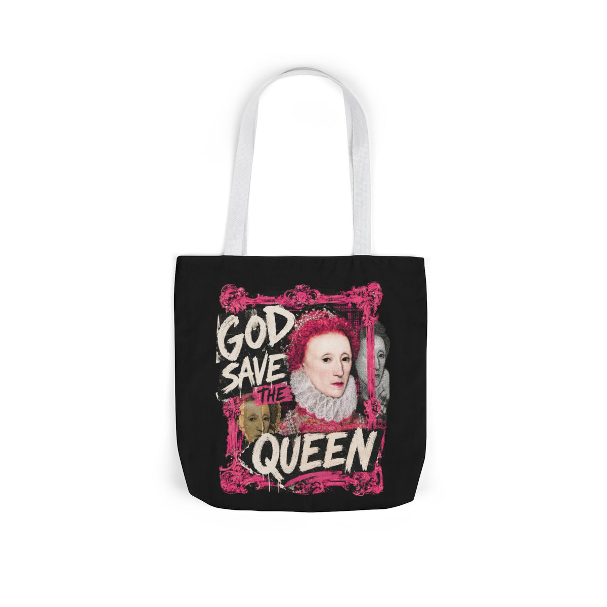 Elizabethan Portrait Tote Bag — Vintage Queen Framed Canvas Tote