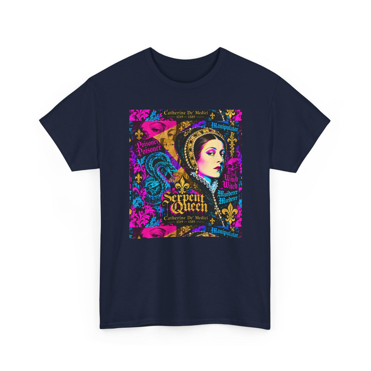 EQ.001 Serpent Queen Graphic Tee — Retro Gothic Femme Fatale T-Shirt