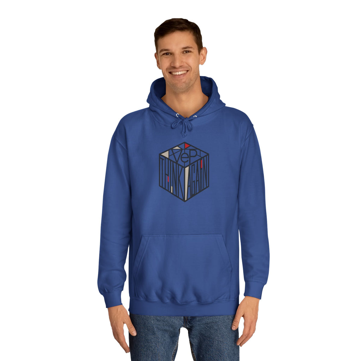 Minimal Geometric Cube Hoodie — 'VeP' Studio Logo Pullover