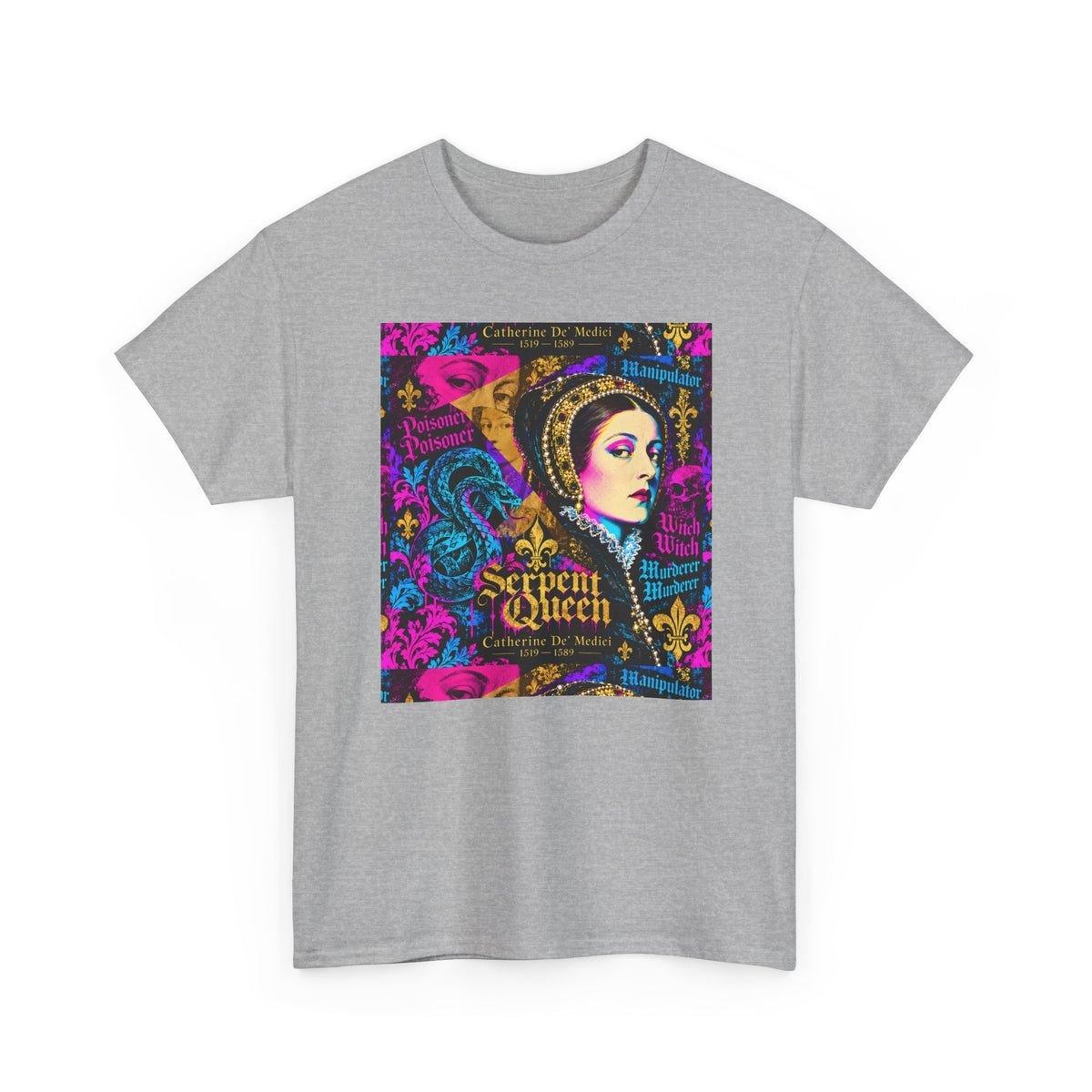 EQ.001 Serpent Queen Graphic Tee — Retro Gothic Femme Fatale T-Shirt