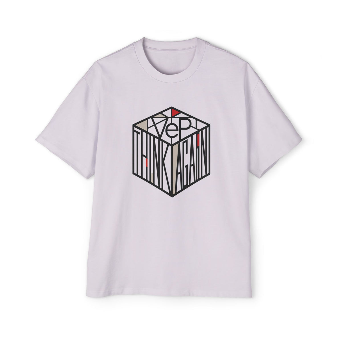 Think Again Cube Graphic Tee — Men's Oversized Cotton T-Shirt