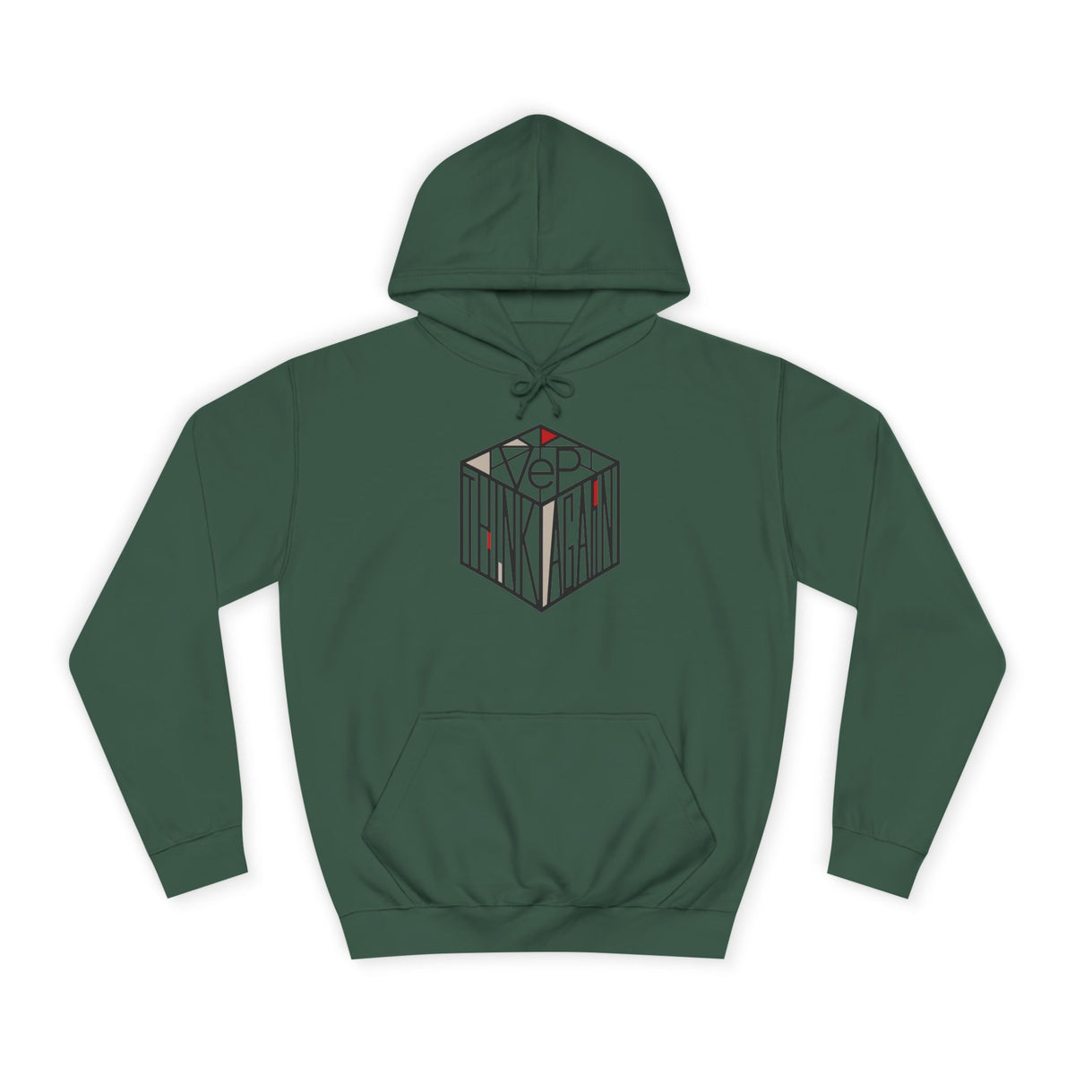 Minimal Geometric Cube Hoodie — 'VeP' Studio Logo Pullover