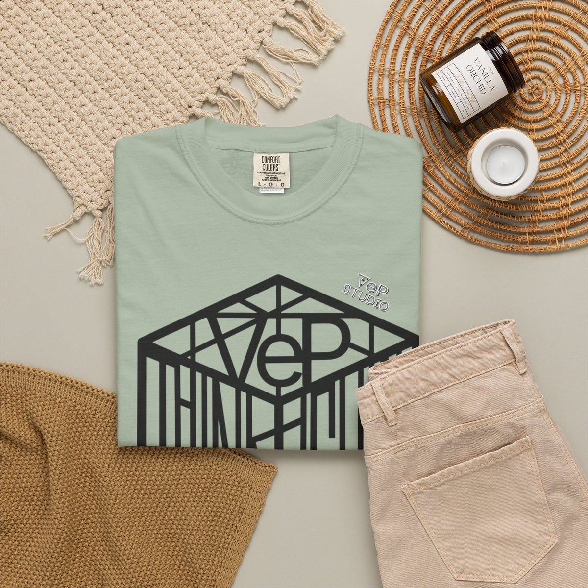 Think Outside the Box T-Shirt — Optical Cube Design with “Looking” Back Text