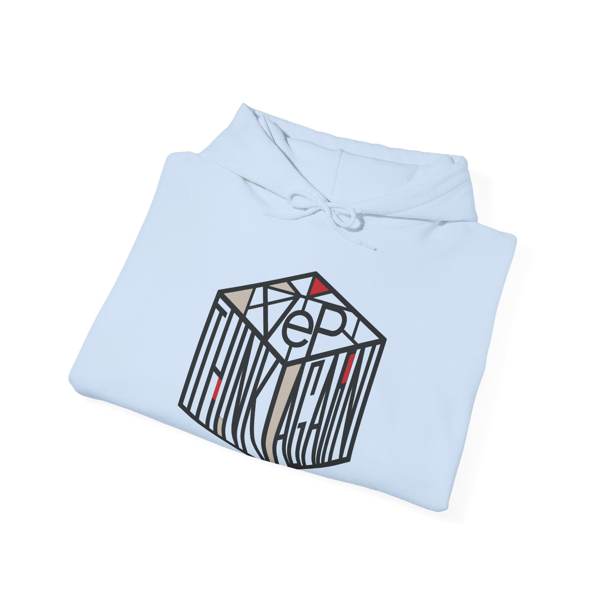 Think Again Cube Hoodie — Minimal Geometric Graphic Sweatshirt