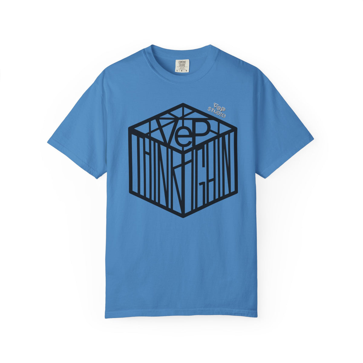 Think Outside the Box T-Shirt — Optical Cube Design with “Looking” Back Text
