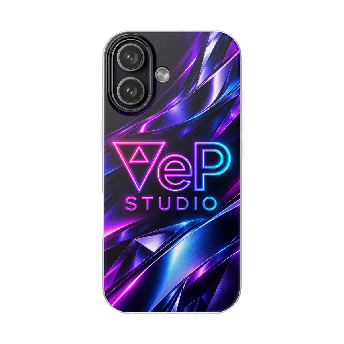 Neon VEP Studio Phone Case — Glossy Purple & Blue Abstract Flexi Case