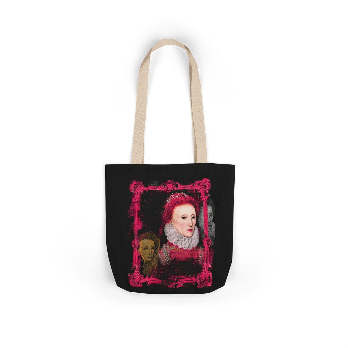 Elizabethan Portrait Tote Bag — Vintage Queen Framed Canvas Tote
