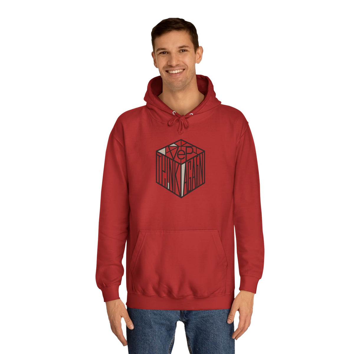 Minimal Geometric Cube Hoodie — 'VeP' Studio Logo Pullover